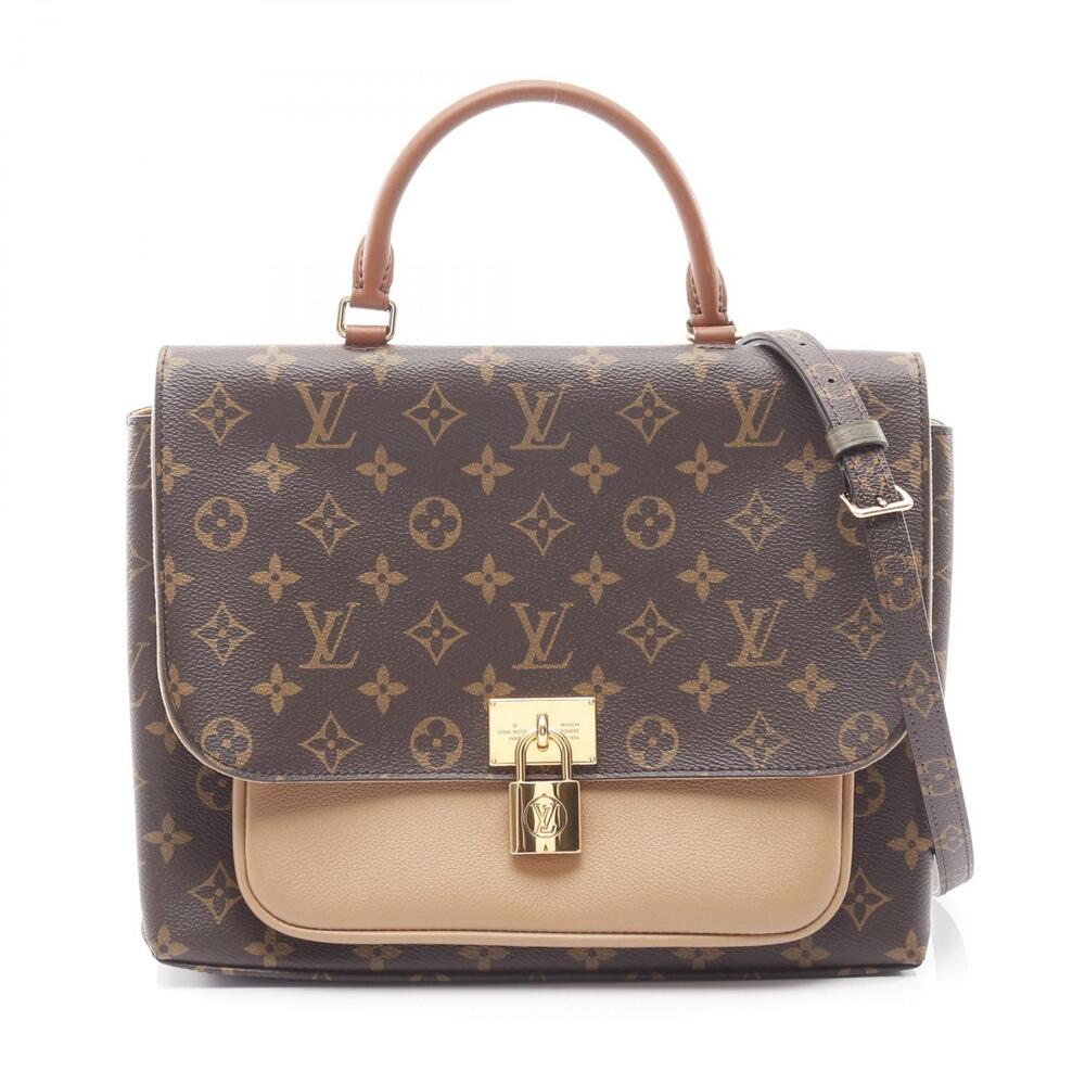 Louis Vuitton Marignan Handbag Canvas Leather Monogram Brown Beige